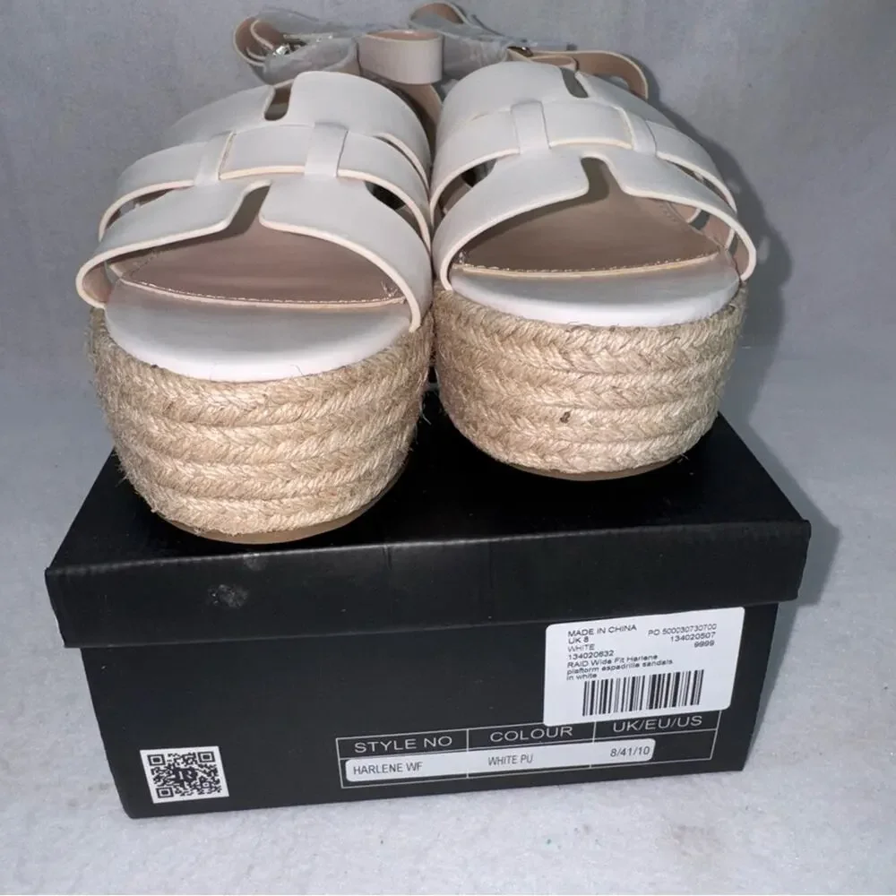 NIB Women’s RAID Harlene Plaftorm Espadrille Sandals 3” Heel White size 10 Wide
